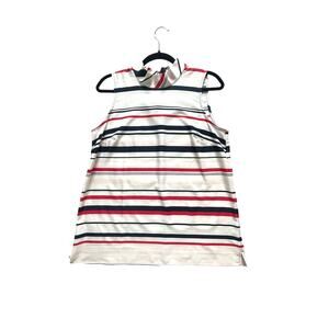 Women’s S Ann Taylor Striped Keyhole Halter Tank Top Stretchy Hook Closure EUC